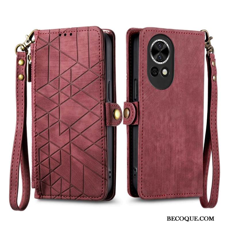 Kuoret Huawei Nova 13 Geometrinen Kuviollinen Vetoketjullinen Lompakko