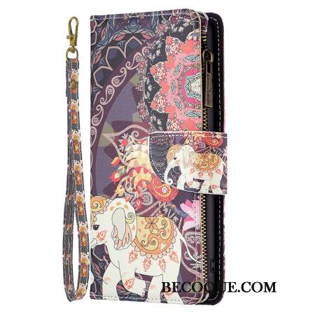 Kuoret iPhone 16 Pro Tribal Elephant -lompakko Kuoret iPhone 16 Pro Tribal Elephant -lompakko