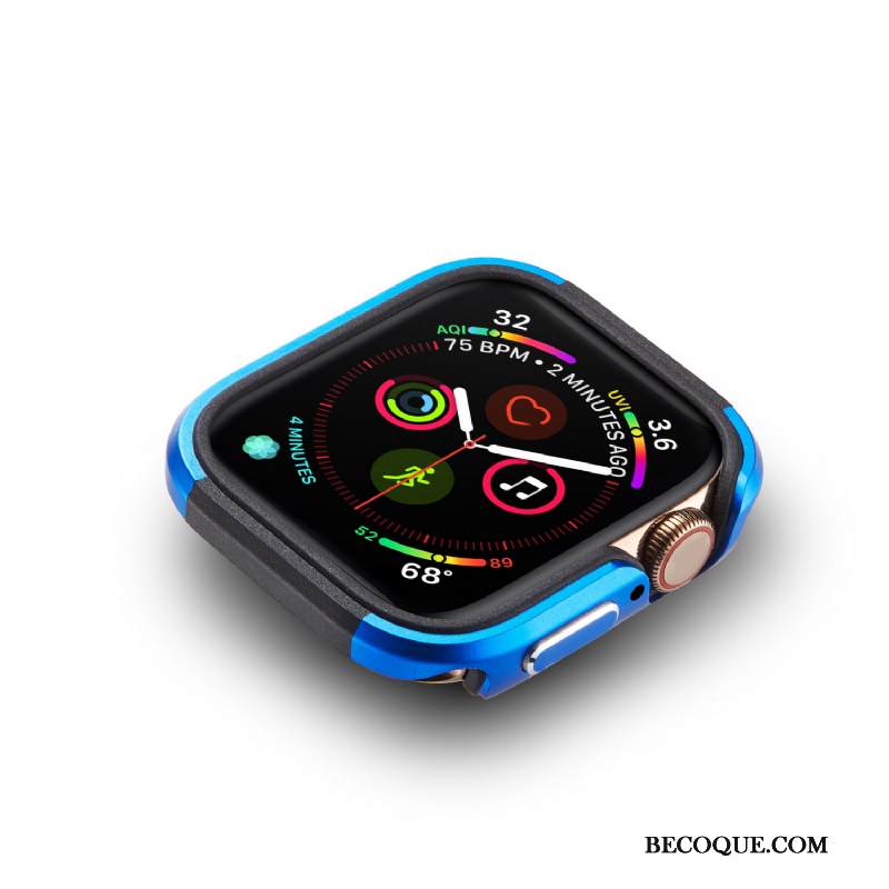Kuori Apple Watch Series 4 Metalli Kulta Sininen, Kotelo Apple Watch Series 4 Suojaus Pu Kehys
