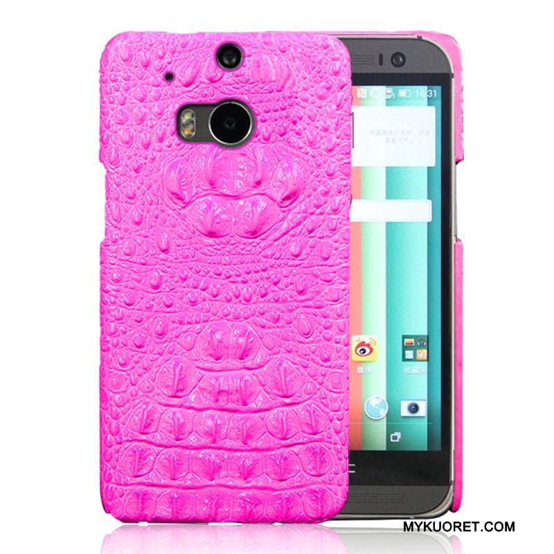 Kuori Htc One M8 Nahka Murtumaton Violetti, Kotelo Htc One M8 Suojaus Puhelimen Kuoret Punainen