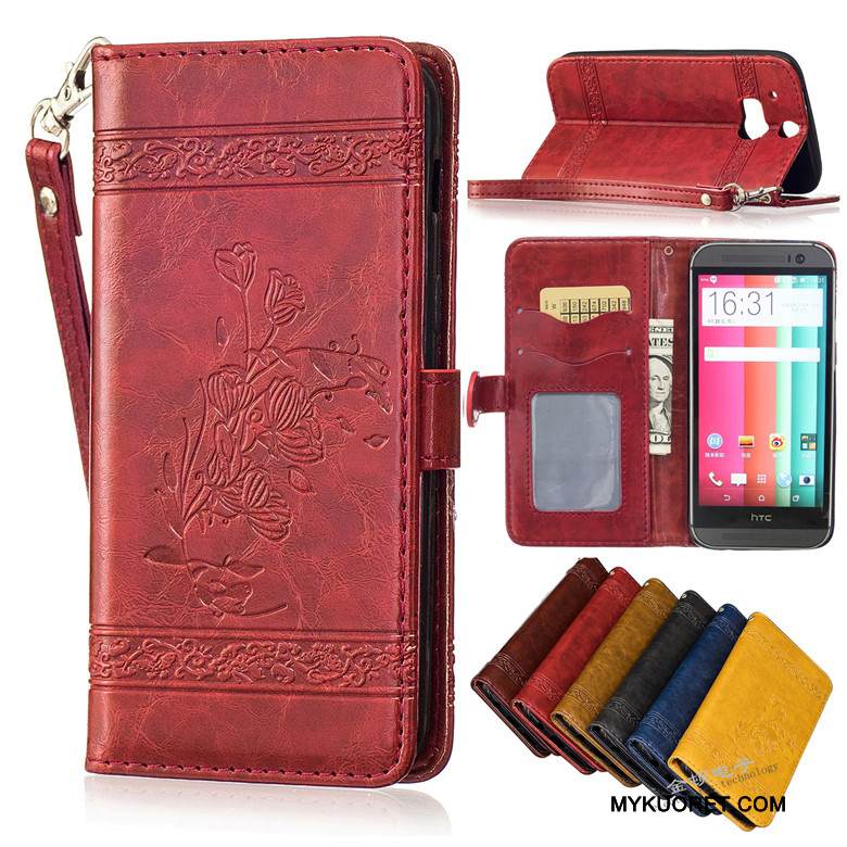 Kuori Htc One M8 Nahka Punainen Puhelimen Kuoret, Kotelo Htc One M8 Silikoni Murtumaton