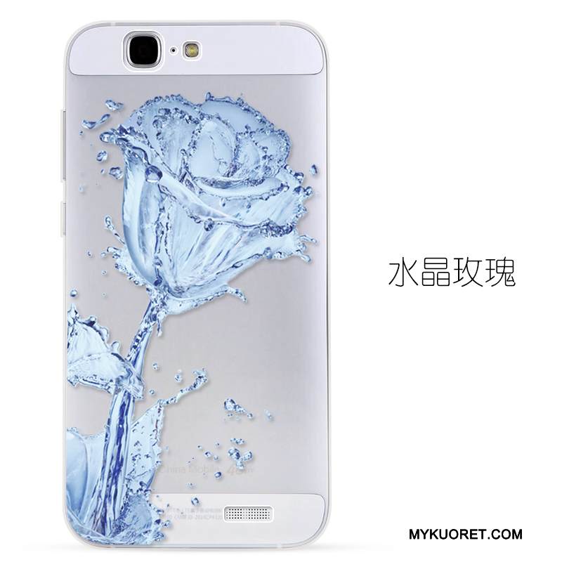 Kuori Huawei Ascend G7 Kohokuviointi Sininen Läpinäkyvä, Kotelo Huawei Ascend G7 Pehmeä Neste Puhelimen Kuoret