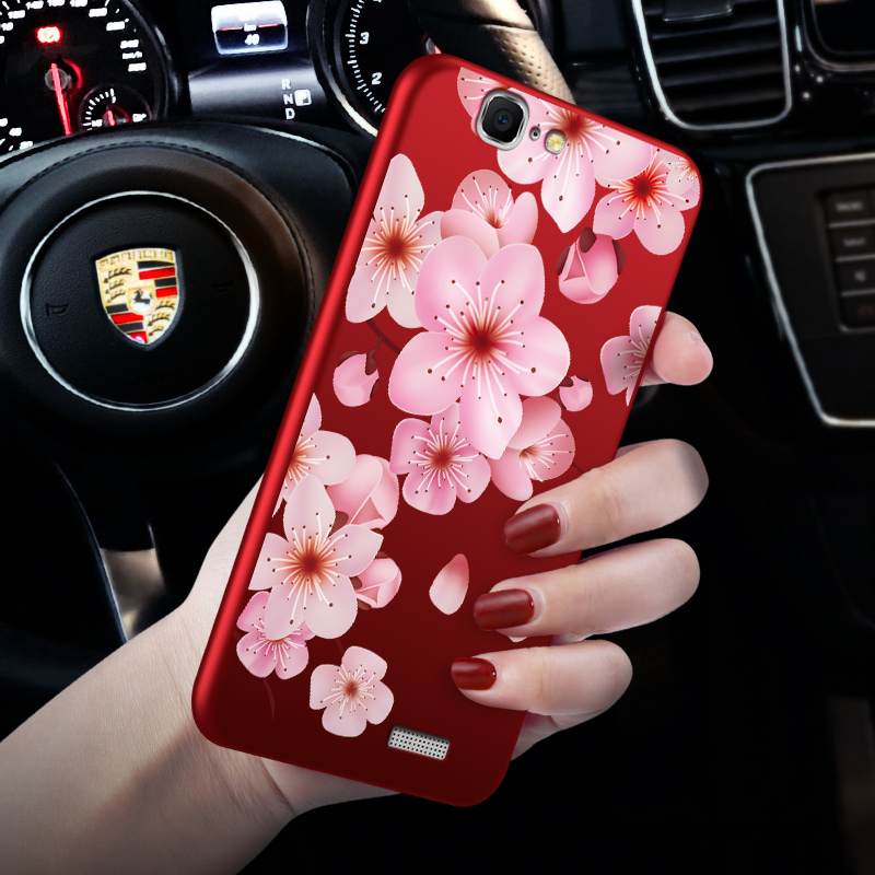 Kuori Huawei Ascend G7 Laukut Ohut Puhelimen Kuoret, Kotelo Huawei Ascend G7 Suojaus Ultra Punainen