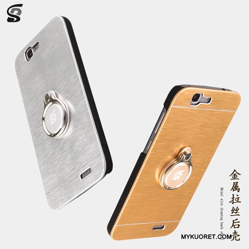 Kuori Huawei Ascend G7 Metalli Kova Murtumaton, Kotelo Huawei Ascend G7 Suojaus Pesty Suede Kulta