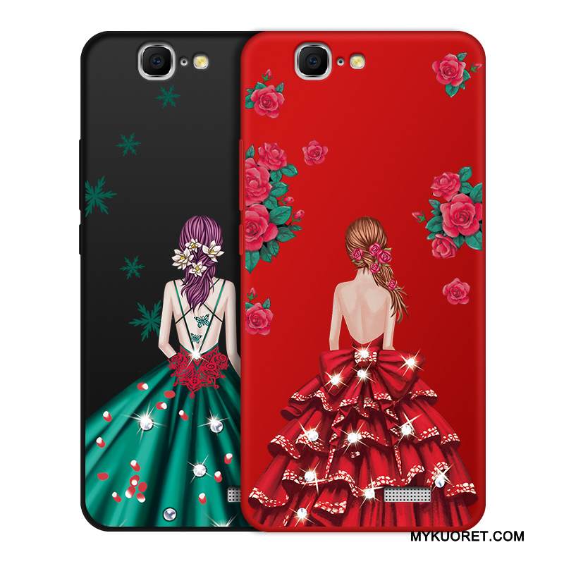 Kuori Huawei Ascend G7 Pehmeä Neste Puhelimen Kuoret Murtumaton, Kotelo Huawei Ascend G7 Silikoni Pesty Suede Punainen