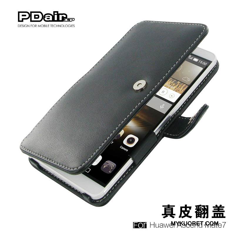 Kuori Huawei Ascend Mate 7 Laukut Liiketoiminta Yksinkertainen, Kotelo Huawei Ascend Mate 7 Nahka Musta