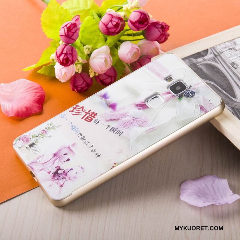 Kuori Huawei Ascend Mate 7 Maalaus Kulta Kehys, Kotelo Huawei Ascend Mate 7 Metalli Hopea Jauhe