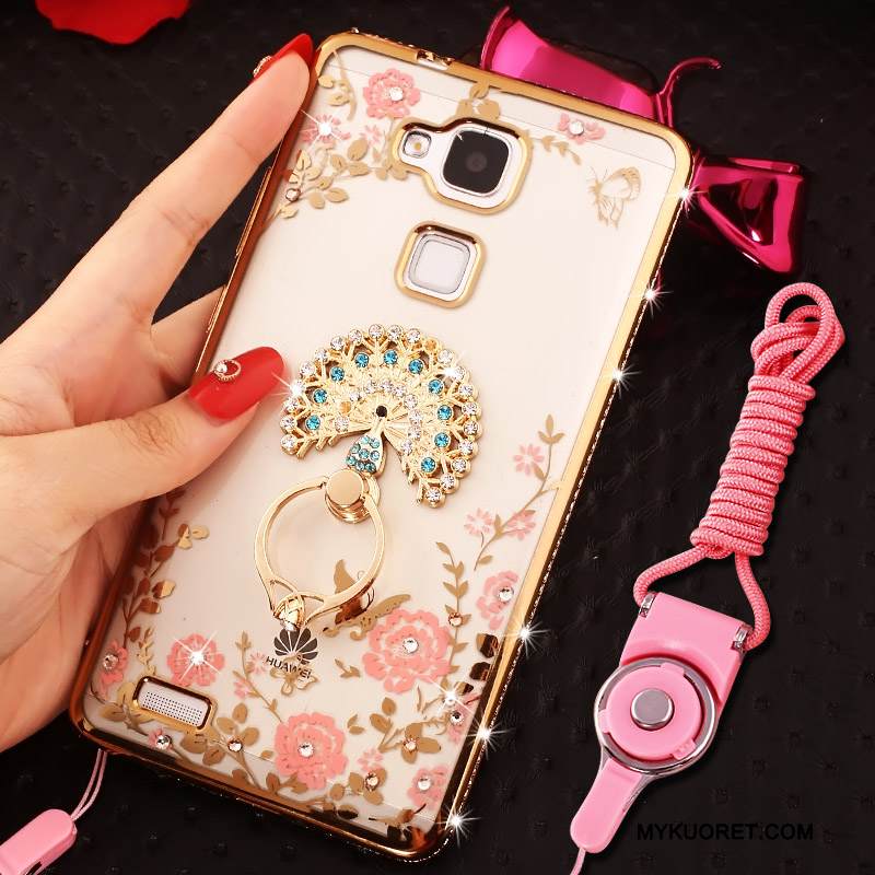 Kuori Huawei Ascend Mate 7 Silikoni Ripustettavat Koristeet Rengas, Kotelo Huawei Ascend Mate 7 Laukut Puhelimen Kuoret Kulta