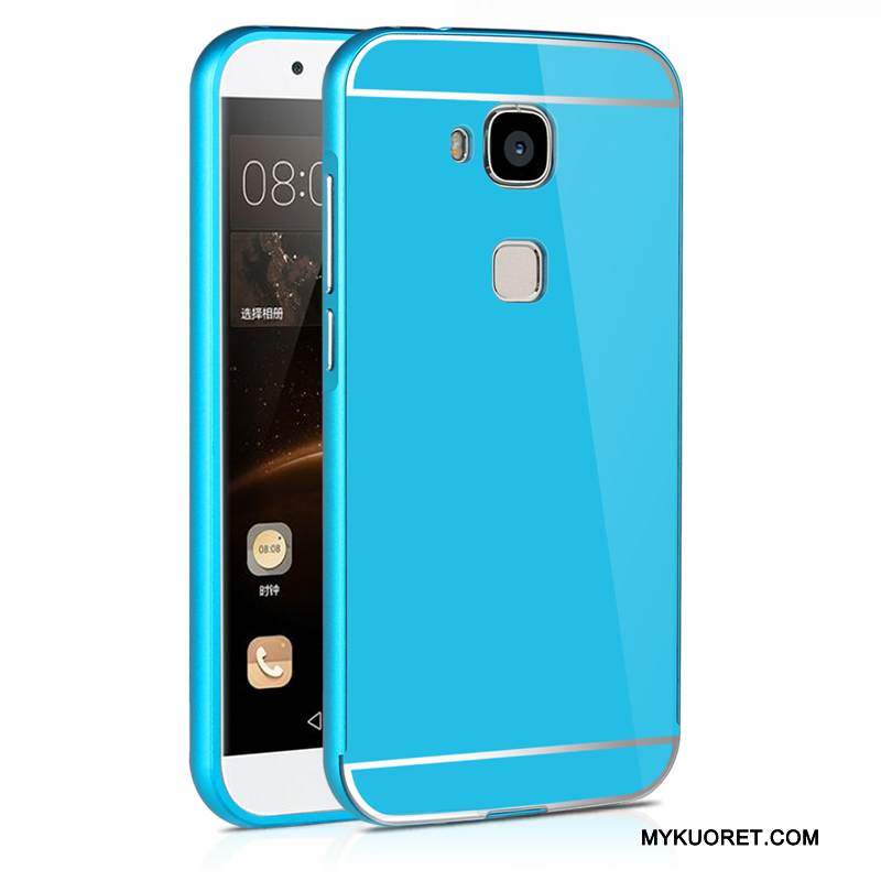 Kuori Huawei G7 Plus Metalli Sininen Kehys, Kotelo Huawei G7 Plus Suojaus Takakansi Kova