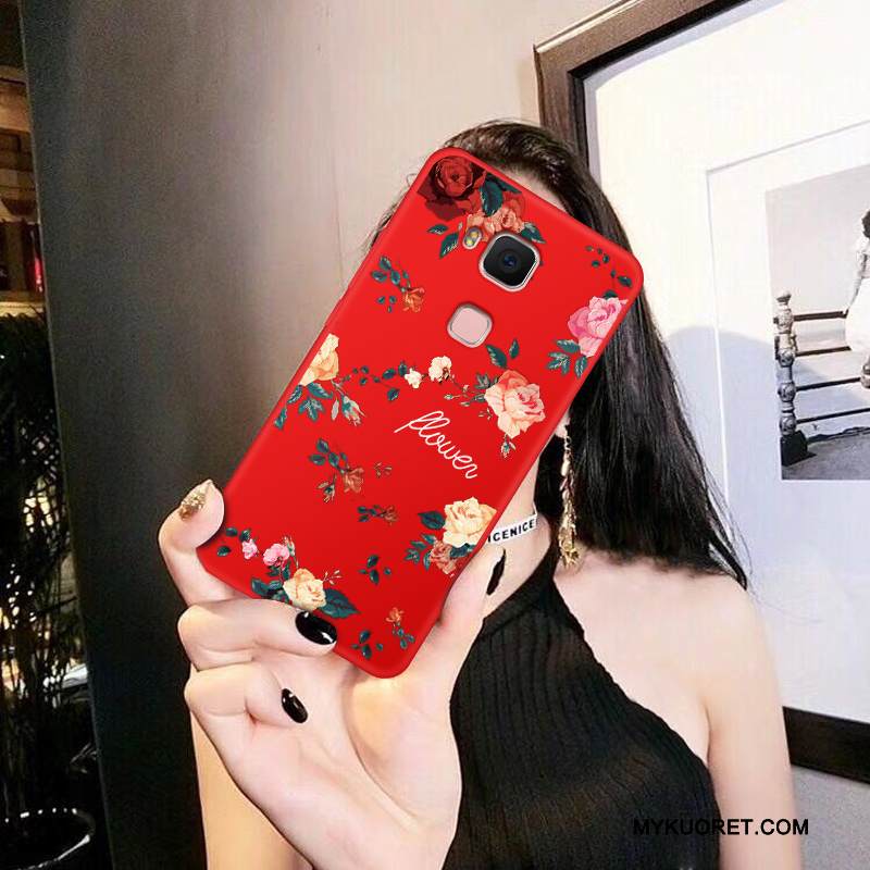 Kuori Huawei G7 Plus Pehmeä Neste Ohut Puhelimen Kuoret, Kotelo Huawei G7 Plus Laukut Pesty Suede Punainen