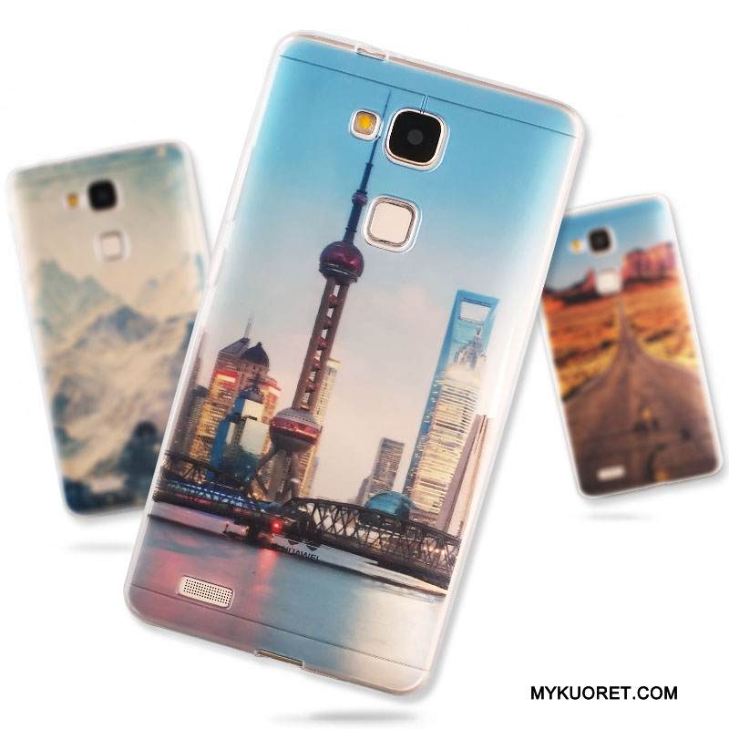 Kuori Huawei G7 Plus Pehmeä Neste Puhelimen Kuoret Murtumaton, Kotelo Huawei G7 Plus Silikoni Sininen