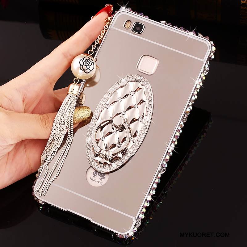 Kuori Huawei G9 Lite Rhinestone Inlay Puhelimen Kuoret Hopea, Kotelo Huawei G9 Lite Metalli Kehys Kova