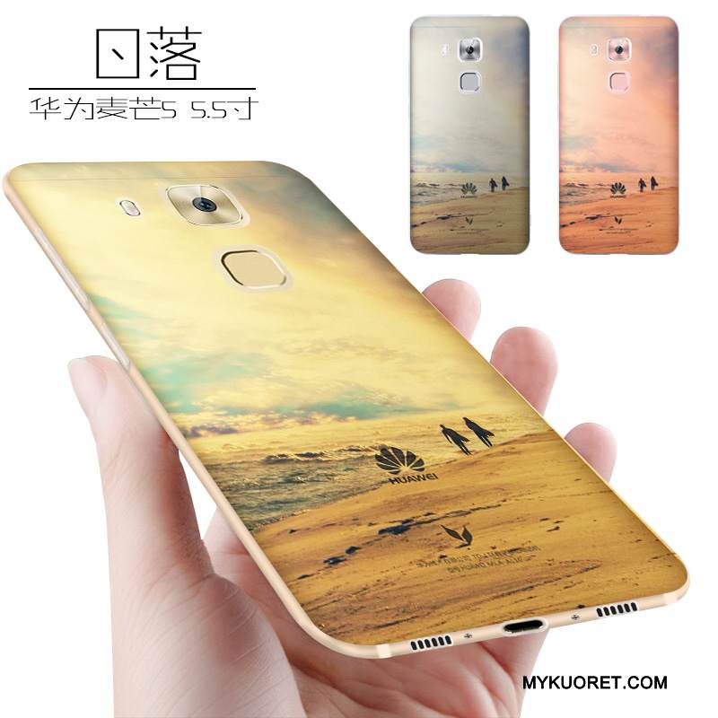 Kuori Huawei G9 Plus Silikoni Murtumaton Puhelimen Kuoret, Kotelo Huawei G9 Plus Pehmeä Neste Trendi Keltainen