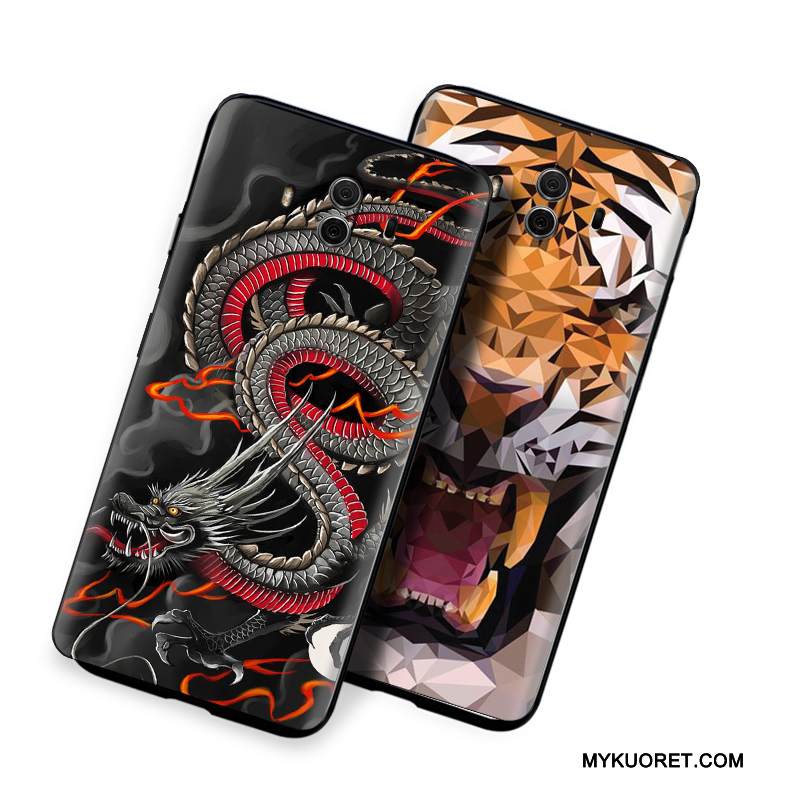 Kuori Huawei Mate 10 Kohokuviointi Puhelimen Kuoret Ulotteinen, Kotelo Huawei Mate 10 Laukut Murtumaton Musta