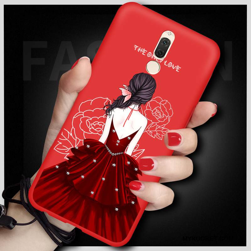 Kuori Huawei Mate 10 Lite Pehmeä Neste Punainen Ripustettavat Koristeet, Kotelo Huawei Mate 10 Lite Suojaus Puhelimen Kuoret