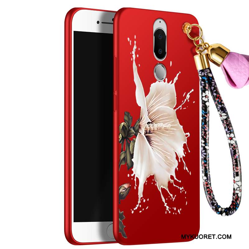 Kuori Huawei Mate 10 Lite Suojaus Puhelimen Kuoret Punainen, Kotelo Huawei Mate 10 Lite Laukut Pesty Suede Trendi