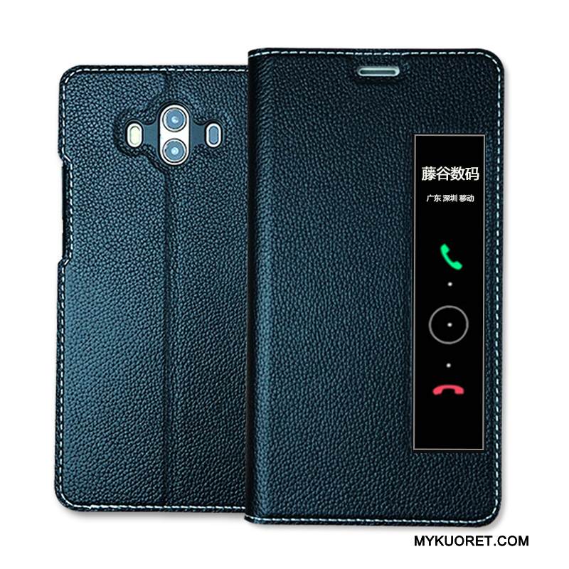 Kuori Huawei Mate 10 Nahka Vihreä Murtumaton, Kotelo Huawei Mate 10 Kuoret Sininen Puhelimen Kuoret