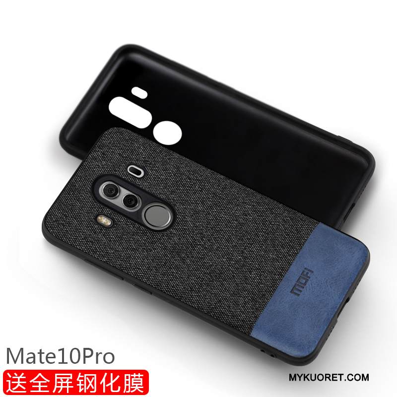 Kuori Huawei Mate 10 Pro Laukut Puhelimen Kuoret Musta, Kotelo Huawei Mate 10 Pro Suojaus Pesty Suede Murtumaton