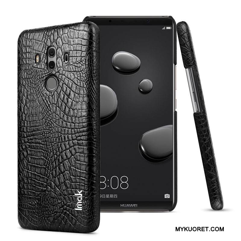 Kuori Huawei Mate 10 Pro Nahka Yksinkertainen Liiketoiminta, Kotelo Huawei Mate 10 Pro Suojaus Musta
