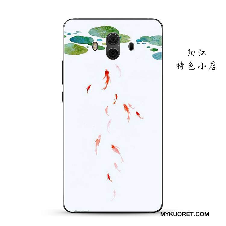 Kuori Huawei Mate 10 Silikoni Kiinalainen Tyyli Vihreä, Kotelo Huawei Mate 10 Pehmeä Neste Puhelimen Kuoret Murtumaton