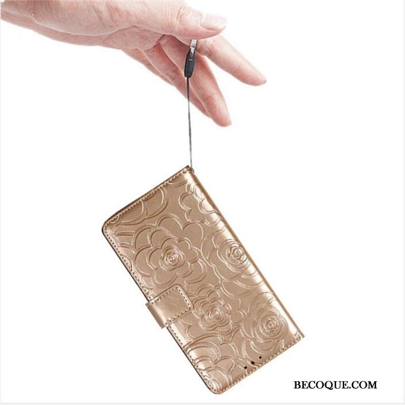 Kuori Huawei Mate 20 Nahka Kulta Ylellisyys, Kotelo Huawei Mate 20 Suojaus Horrostila Kukka