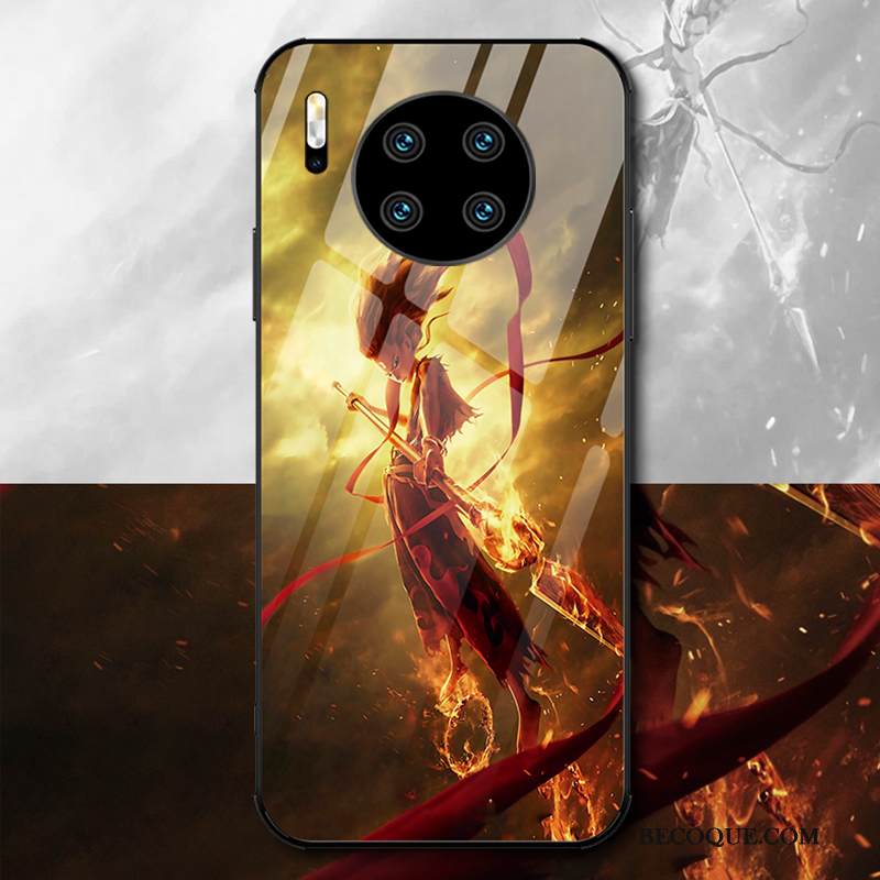 Kuori Huawei Mate 30 Laukut Net Red Lasi, Kotelo Huawei Mate 30 Silikoni Ohut Ylellisyys