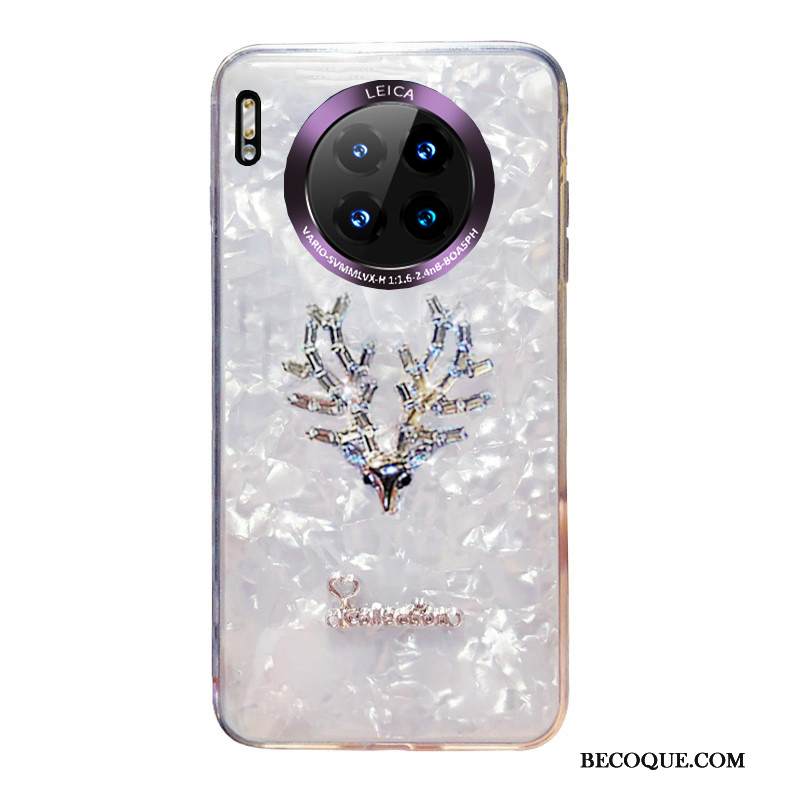Kuori Huawei Mate 30 Laukut Väri Hirvi, Kotelo Huawei Mate 30 Strassi Valkoinen Murtumaton