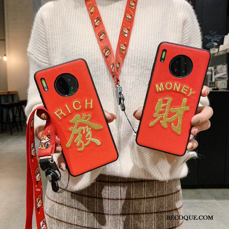 Kuori Huawei Mate 30 Luova Punainen Kirjonta, Kotelo Huawei Mate 30 Puhelimen Kuoret Ripustettavat Koristeet