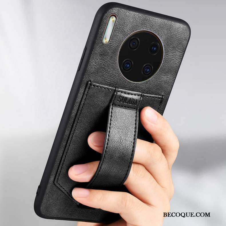 Kuori Huawei Mate 30 Nahka Murtumaton Musta, Kotelo Huawei Mate 30 Tuki Ylellisyys Puhelimen Kuoret