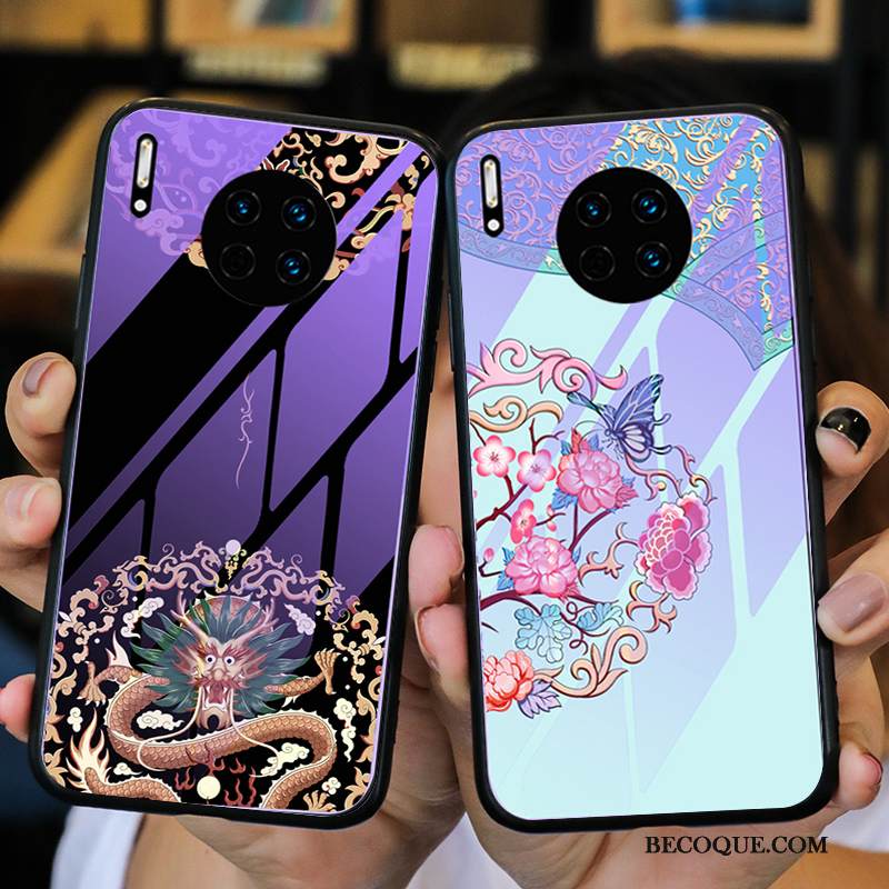 Kuori Huawei Mate 30 Pro Suojaus Murtumaton Persoonallisuus, Kotelo Huawei Mate 30 Pro Laukut Lasi Violetti