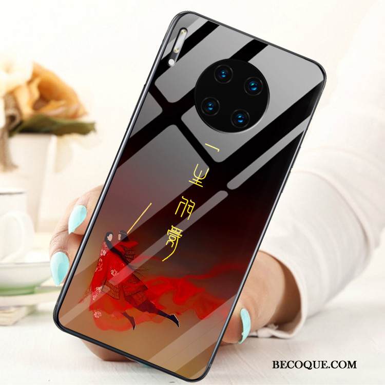 Kuori Huawei Mate 30 Tila Lasi Rengas, Kotelo Huawei Mate 30 Kalvo Karkaisu