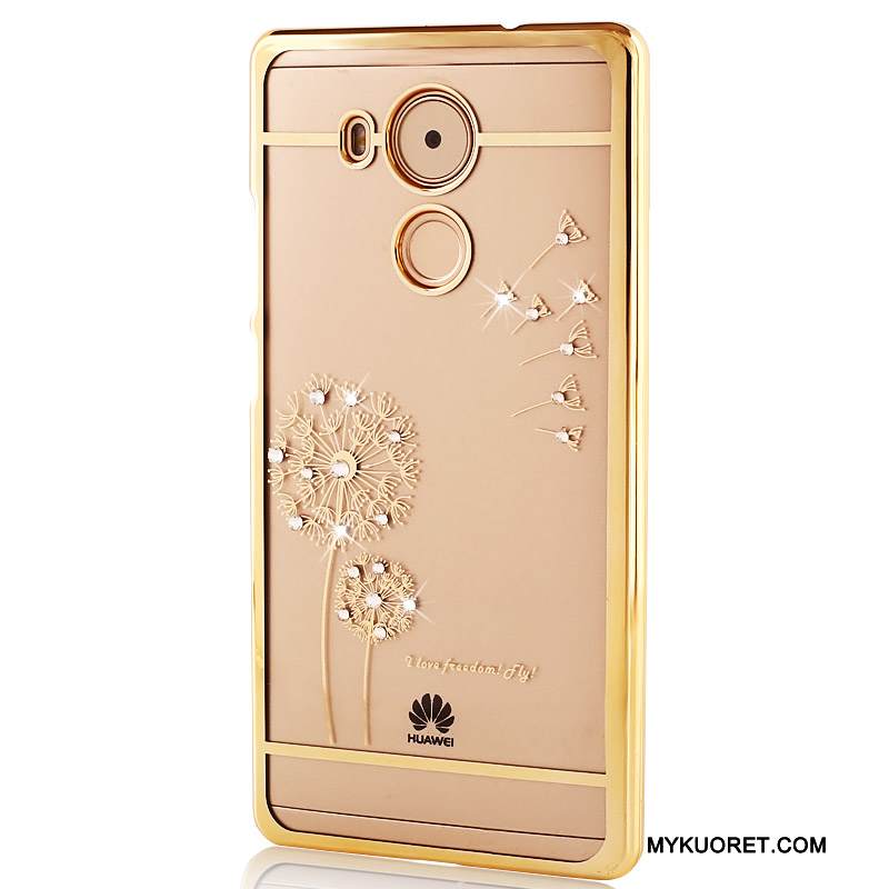 Kuori Huawei Mate 8 Strassi Läpinäkyvä Kulta, Kotelo Huawei Mate 8 Suojaus Kova Puhelimen Kuoret