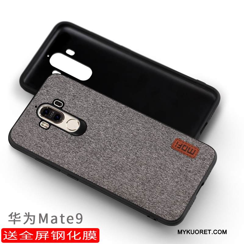 Kuori Huawei Mate 9 Laukut Puhelimen Kuoret Pesty Suede, Kotelo Huawei Mate 9 Suojaus Syvä Väri Harmaa