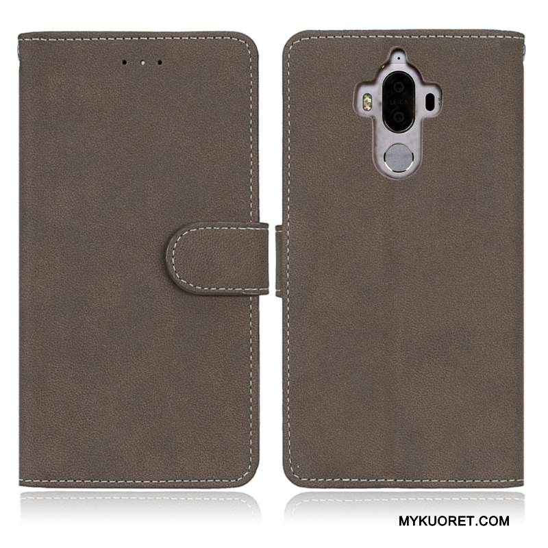Kuori Huawei Mate 9 Nahka Harmaa Murtumaton, Kotelo Huawei Mate 9 Kuoret Puhelimen Kuoret Pesty Suede