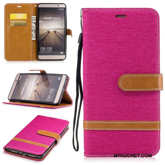 Kuori Huawei Mate 9 Nahka Puhelimen Kuoret Punainen, Kotelo Huawei Mate 9 Suojaus Takakansi