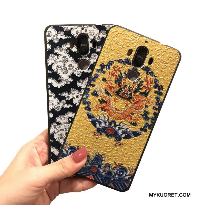 Kuori Huawei Mate 9 Silikoni Ripustettavat Koristeet Kiinalainen Tyyli, Kotelo Huawei Mate 9 Keltainen Puhelimen Kuoret