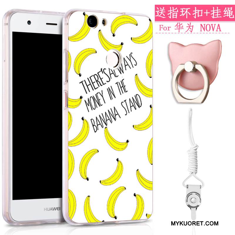 Kuori Huawei Nova Pehmeä Neste Murtumaton Puhelimen Kuoret, Kotelo Huawei Nova Suojaus Ripustettavat Koristeet Keltainen