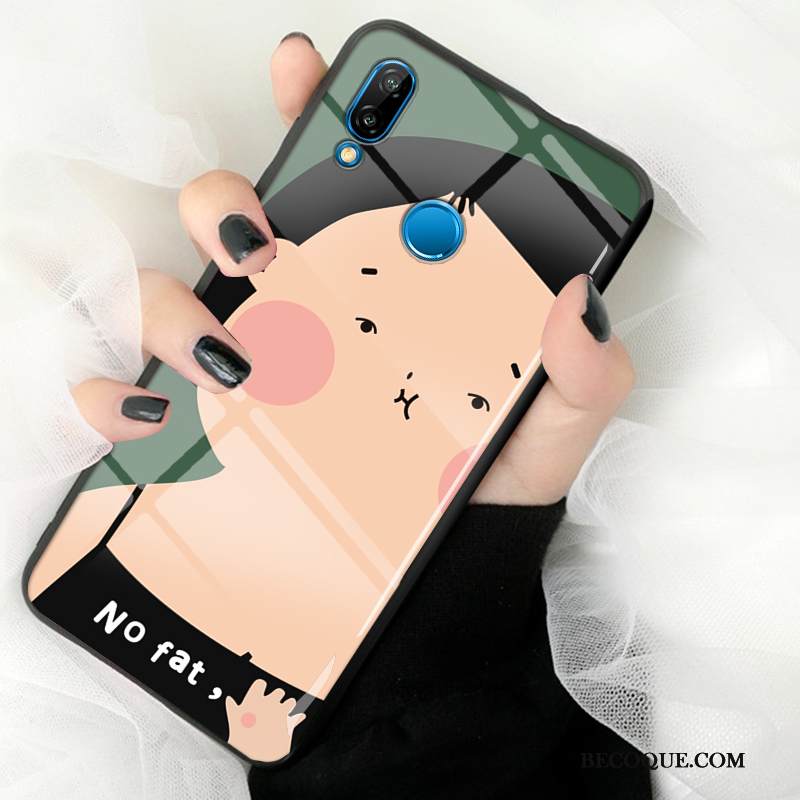 Kuori Huawei P Smart+ Sarjakuva Karkaisu Puhelimen Kuoret, Kotelo Huawei P Smart+ Tila Peili Vihreä