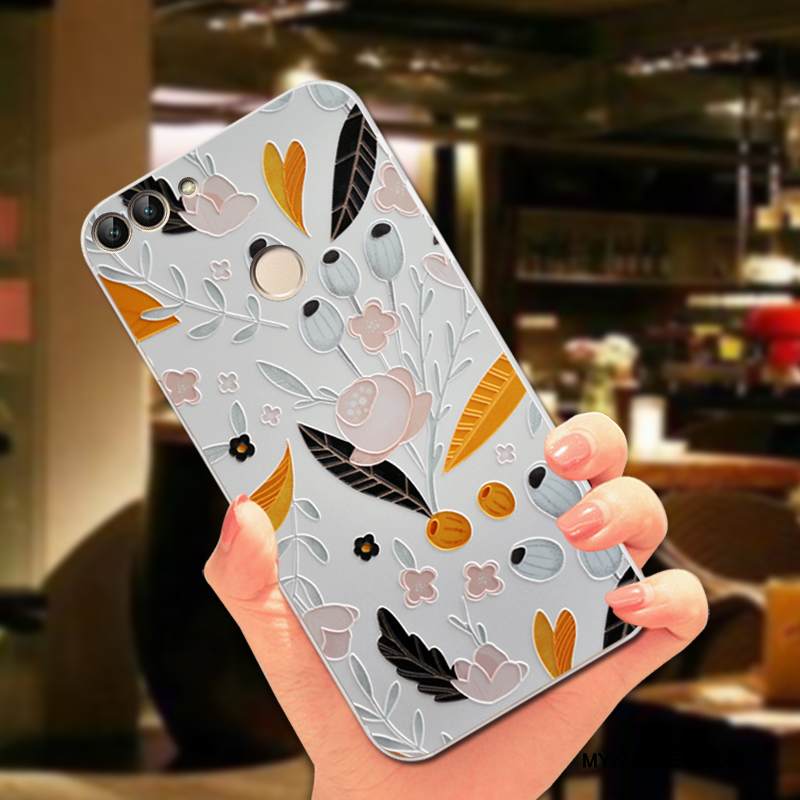 Kuori Huawei P Smart Silikoni Murtumaton Puhelimen Kuoret, Kotelo Huawei P Smart Pehmeä Neste Kukka Vaalean