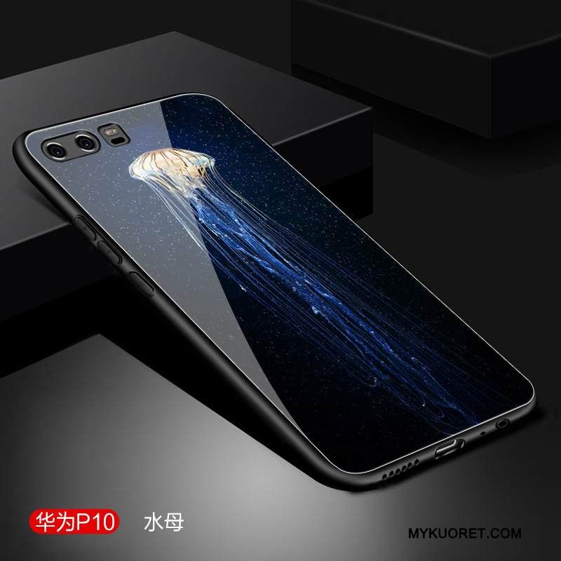 Kuori Huawei P10 Laukut Persoonallisuus Musta, Kotelo Huawei P10 Luova Puhelimen Kuoret Lasi