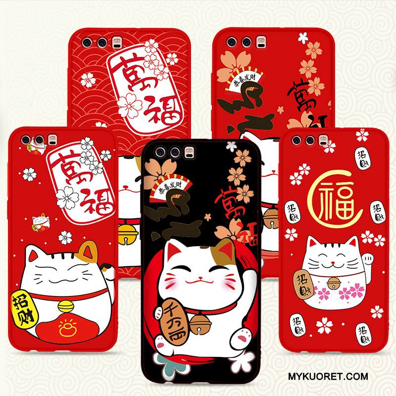 Kuori Huawei P10 Laukut Puhelimen Kuoret Rikkaus, Kotelo Huawei P10 Suojaus Punainen Pesty Suede