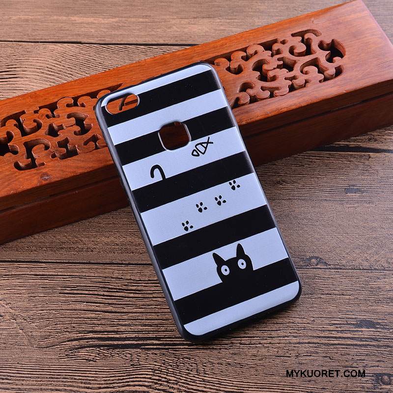 Kuori Huawei P10 Lite Silikoni Murtumaton Puhelimen Kuoret, Kotelo Huawei P10 Lite Sarjakuva Ripustettavat Koristeet Musta