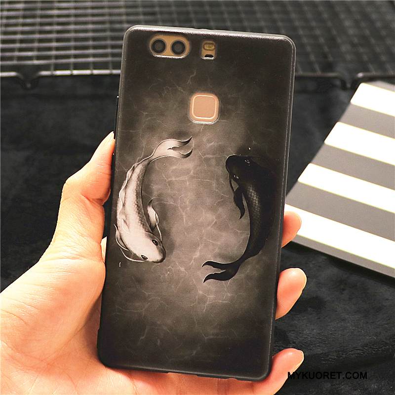 Kuori Huawei P10 Plus Luova Kiinalainen Tyyli Musta, Kotelo Huawei P10 Plus Puhelimen Kuoret Trendi