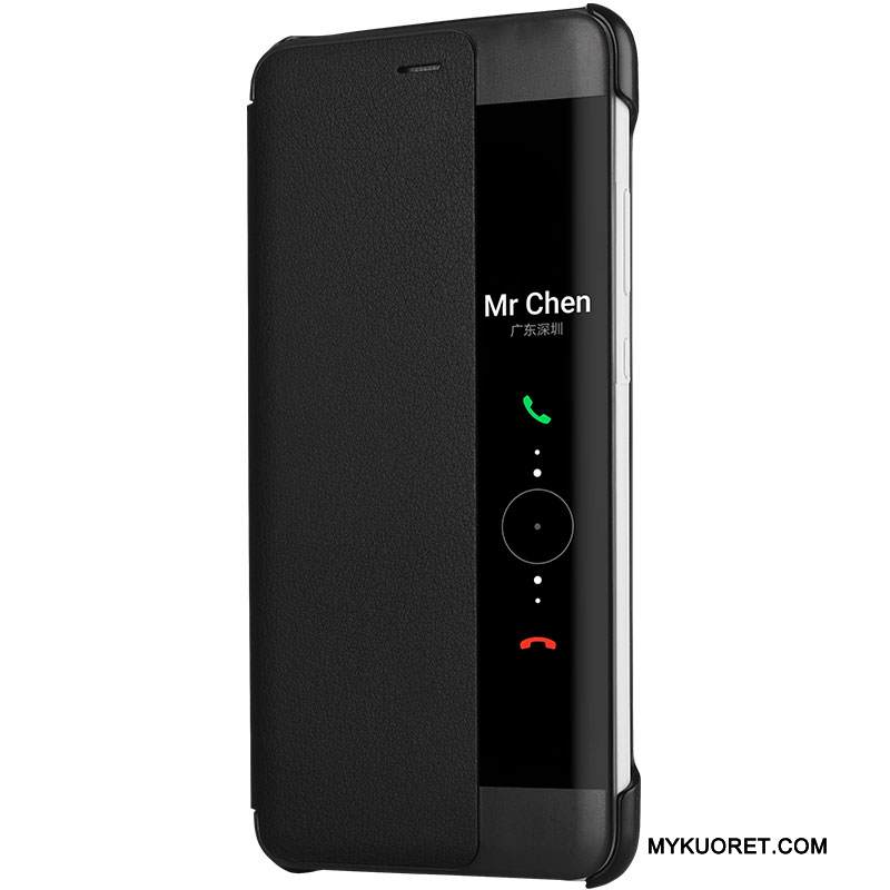 Kuori Huawei P10 Plus Nahka Musta Puhelimen Kuoret, Kotelo Huawei P10 Plus Kuoret