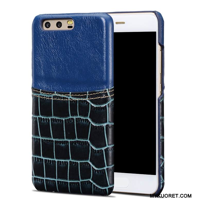 Kuori Huawei P10 Plus Nahka Tyylikäs Tummansininen, Kotelo Huawei P10 Plus Laukut Murtumaton Puhelimen Kuoret