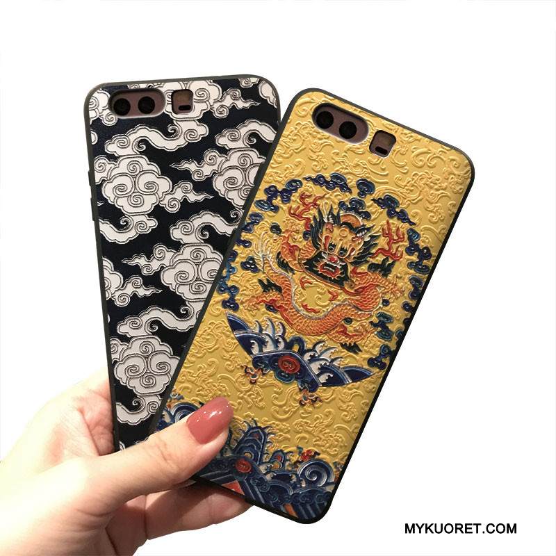 Kuori Huawei P10 Plus Silikoni Kiinalainen Tyyli Sininen, Kotelo Huawei P10 Plus Ripustettavat Koristeet Puhelimen Kuoret