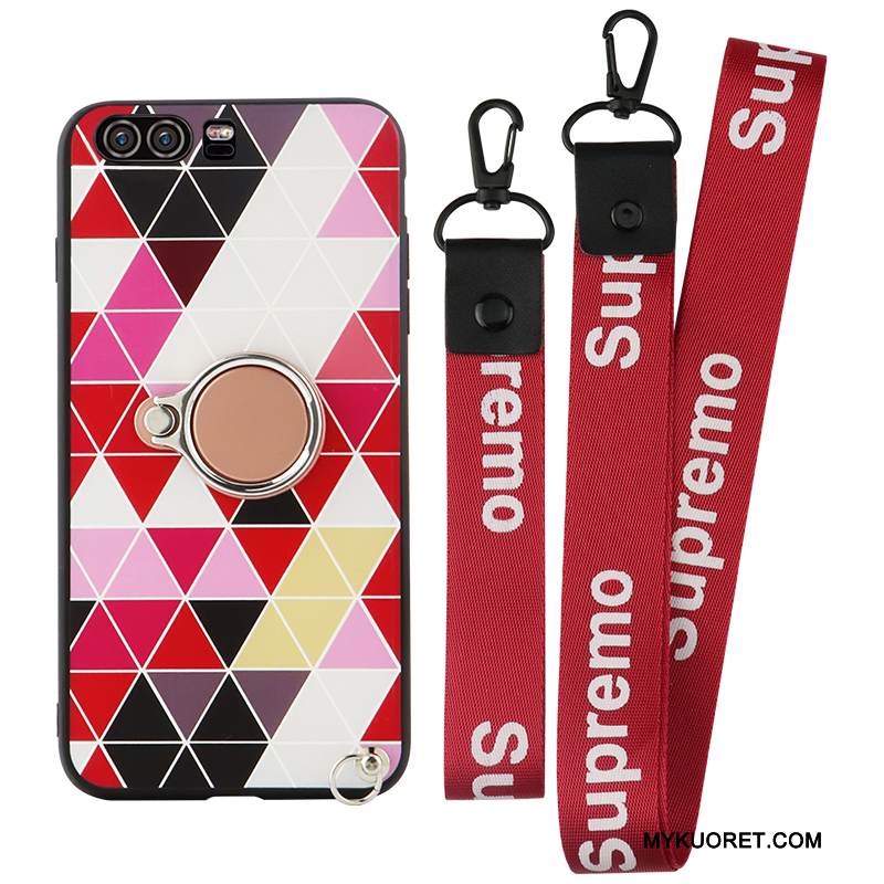 Kuori Huawei P10 Plus Silikoni Net Red Ripustettavat Koristeet, Kotelo Huawei P10 Plus Laukut Puhelimen Kuoret Punainen