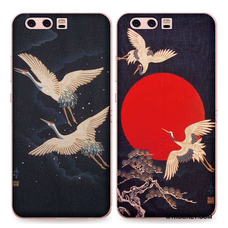 Kuori Huawei P10 Plus Silikoni Taide Kiinalainen Tyyli, Kotelo Huawei P10 Plus Pehmeä Neste Ripustettavat Koristeet Musta