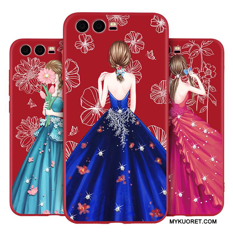 Kuori Huawei P10 Plus Suojaus Puhelimen Kuoret Punainen, Kotelo Huawei P10 Plus Pehmeä Neste Persoonallisuus Trendi