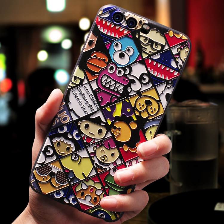 Kuori Huawei P10 Sarjakuva Persoonallisuus Ihana, Kotelo Huawei P10 Laukut Trendi Pesty Suede